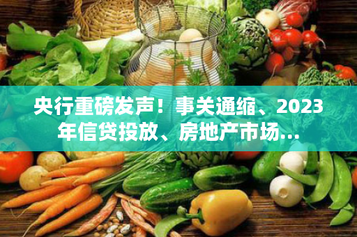 央行重磅发声！事关通缩、2023年信贷投放、房地产市场...