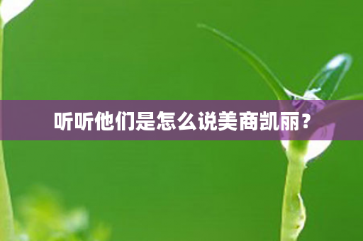 听听他们是怎么说美商凯丽？