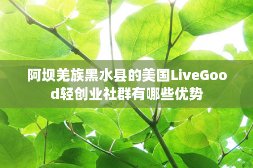 阿坝羌族黑水县的美国LiveGood轻创业社群有哪些优势